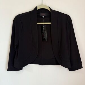 NWT Rekucci bolero shrug womens sz medium black knit stretch 3/4 sleeve cropped